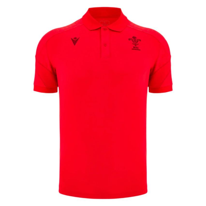 Wales Rugby Travel Polo Red 2025/2026 - Macron