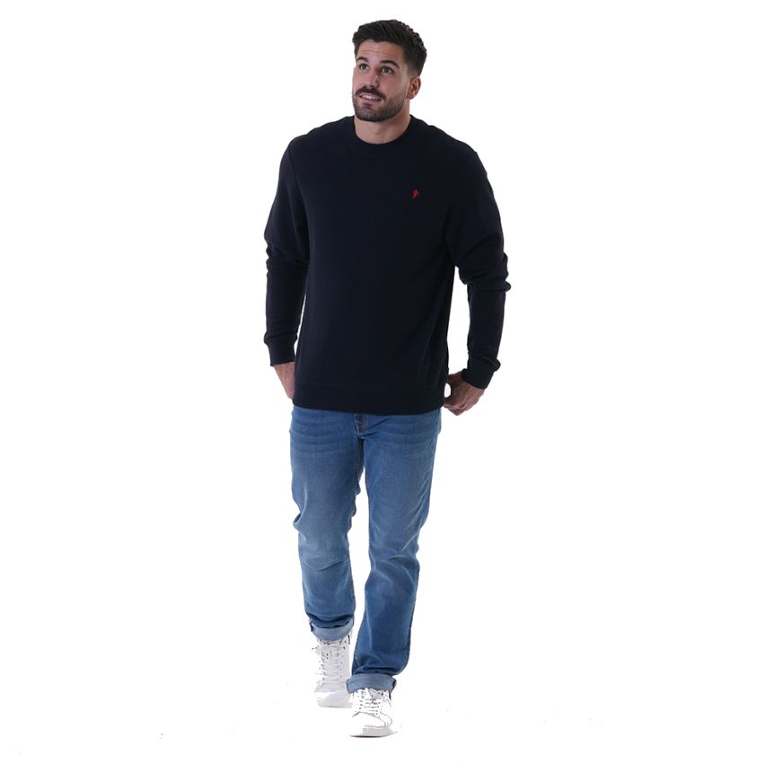Light Round Neck Navy Blue Sweater - Ruckfield