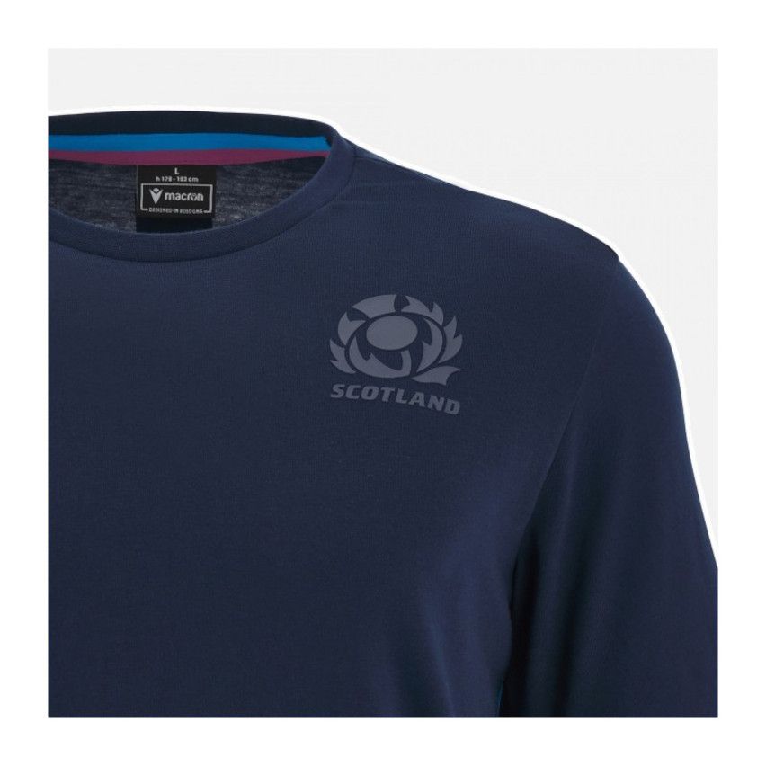 Scotland Rugby Navy Blue T-Shirt 2023/2024 - Macron | boutique-rugby.com