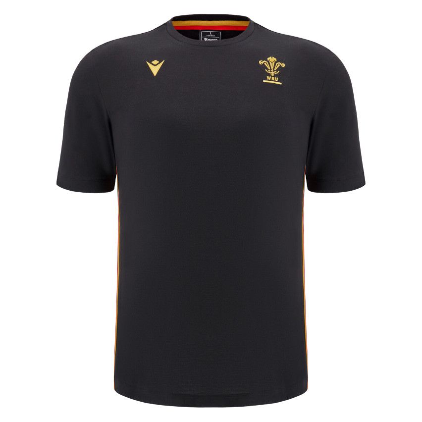 Wales Rugby Cotton T-Shirt 2024/2025 Black - Macron