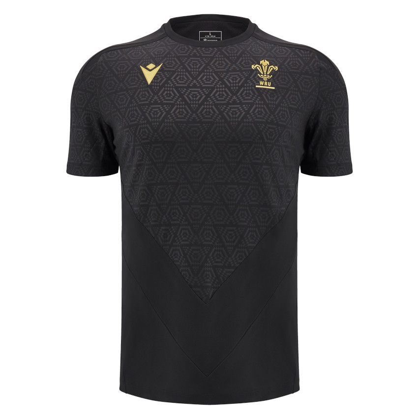 Wales Rugby Training Shirt 2025 Black - Macron