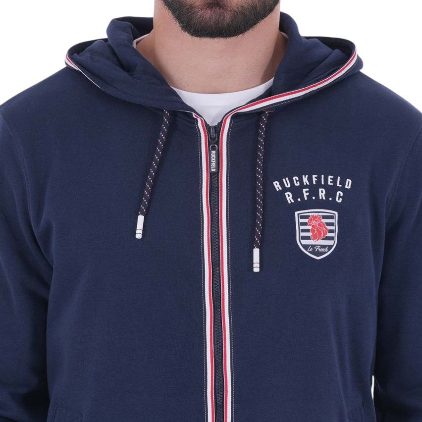 French Rugby Club Zip-Up Hoodie Navy Blue - Ruckfield