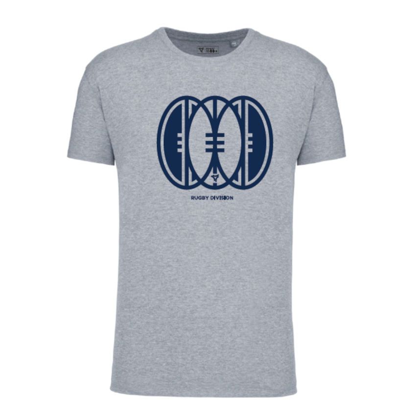 T-shirt Rugby Col Rond 100% coton Gris - Rugby Division