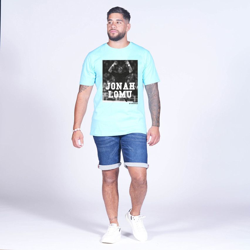 Rugby T-shirt Screen Printed Jonah Lomu Sky Blue - Ruckfield