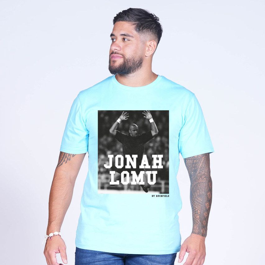 Rugby T-shirt Screen Printed Jonah Lomu Sky Blue - Ruckfield