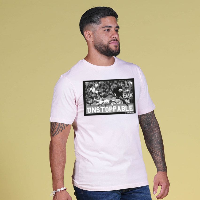 Rugby T-shirt Screenprinted Jonah Lomu Pink - Ruckfield
