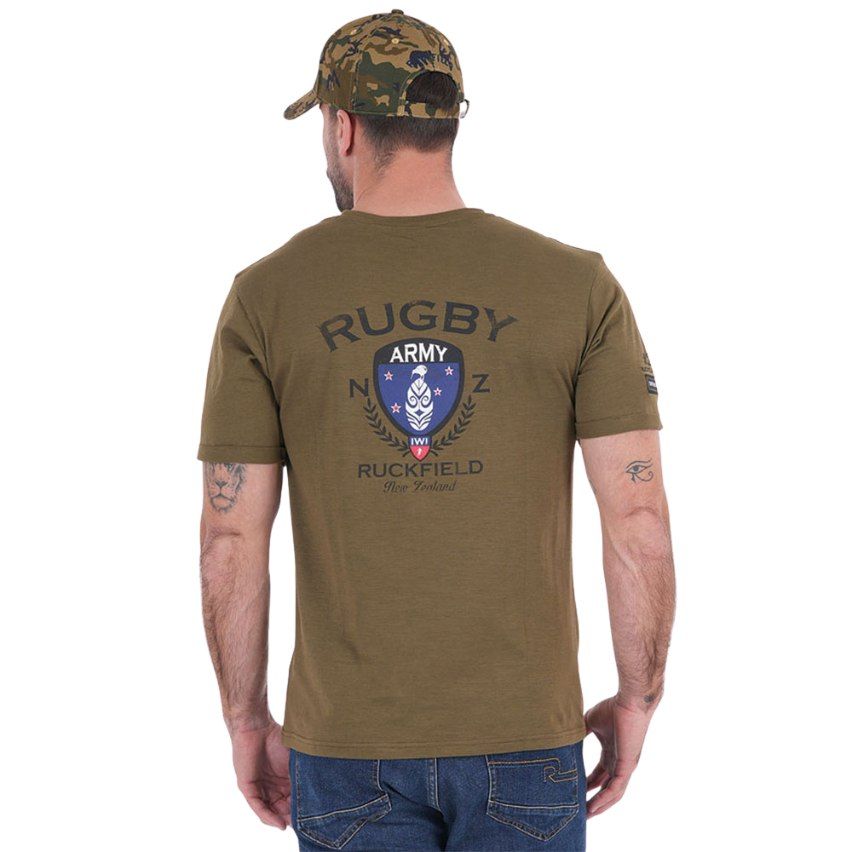 Army Rugby Organic Cotton T-shirt Khaki - Ruckfield