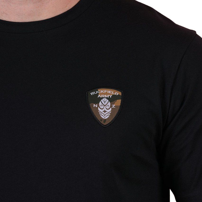 Black Organic Cotton Rugby T-shirt - New Zealand Army - Ruckfield