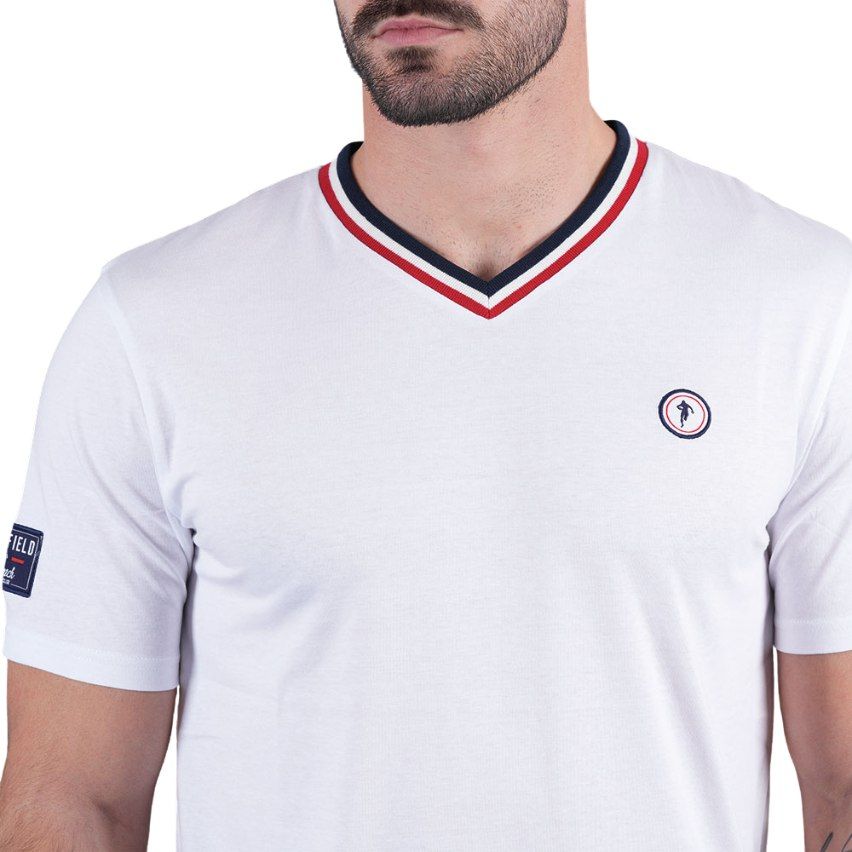 Organic Cotton Rugby V-neck T-shirt White - Ruckfield