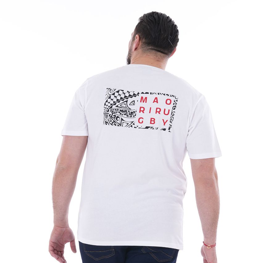 Short-Sleeved Rugby T-Shirt White Maori - Ruckfield
