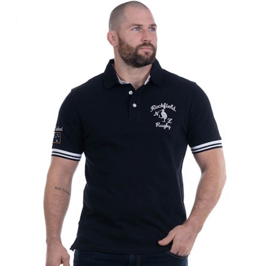 black and blue rugby shirt