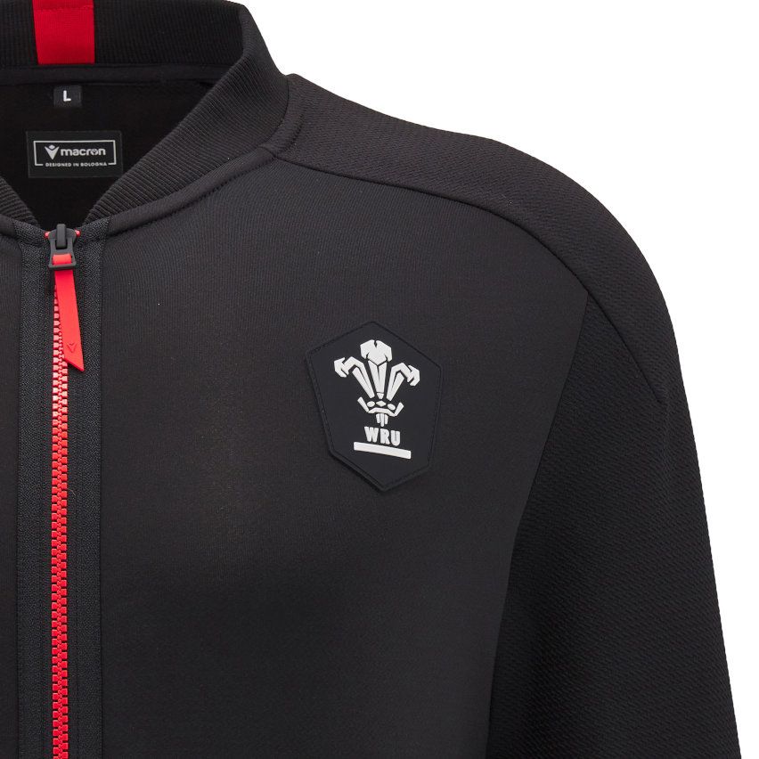 Welsh Rugby Anthem Zip Jacket Black/Red - Macron