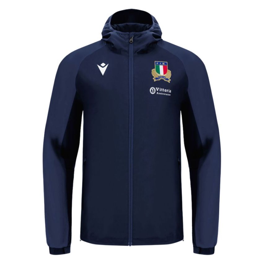 Italy 2025/2026 Waterproof Zipped Rugby Jacket - Macron