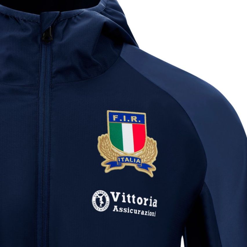 Italy 2025/2026 Waterproof Zipped Rugby Jacket - Macron