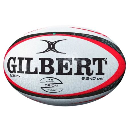 Gilbert Orion Match red white black rugby ball size 5 rubber