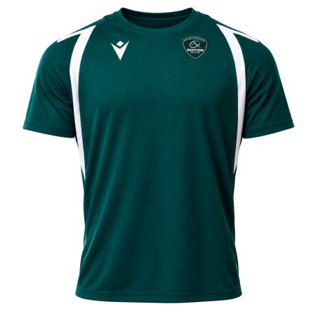 Green staff training T-shirt Section Paloise Macron front view mesh inserts