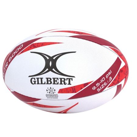 Gilbert G-TR6000 red rugby ball size 3 side view