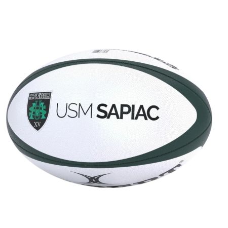 Gilbert USM Montauban size 5 rugby ball replica front view emblem