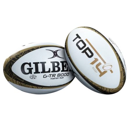 Gilbert G-TR8000 Top 14 size 5 rugby ball synthetic leather white blue