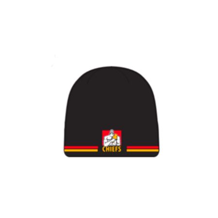 Black Chiefs Super 18 acrylic beanie with embroidered logo on front Dusport