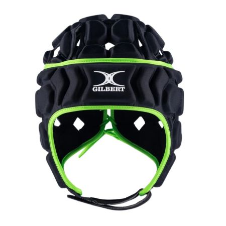 Gilbert Octane rugby headgear black green side view