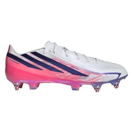 adidas F50 Hyperfast Elite white purple side profile view