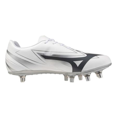 Screw-in Rugby Boots Waitangi Club White and Grey - Soft Ground - Mizuno