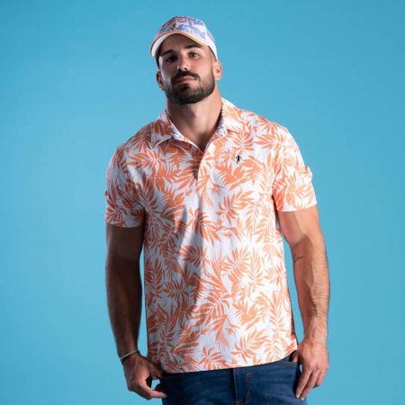 Short Sleeve Rugby Polo Flowers Of Rugby Coral - Ruckfield