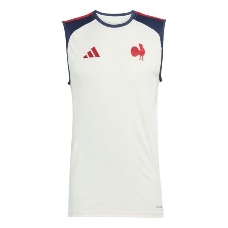 adidas France FFR rugby tank top cream white front view