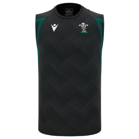Wales rugby training tank top black Macron micromesh back