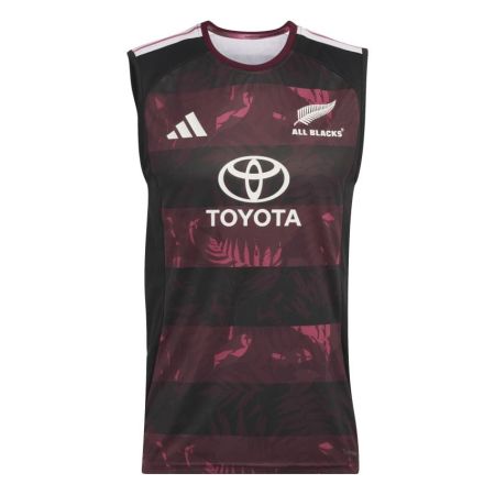 Maroon All Blacks Adidas singlet Silver Fern King Protea print front