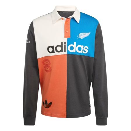 Adidas All Blacks heritage rugby polo carbon grey front view