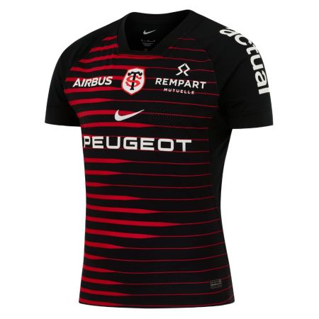 Stade Toulousain home rugby jersey Nike black red stripes 2026-27