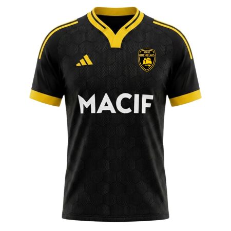 Black yellow kids rugby jersey Stade Rochelais Adidas home 2627