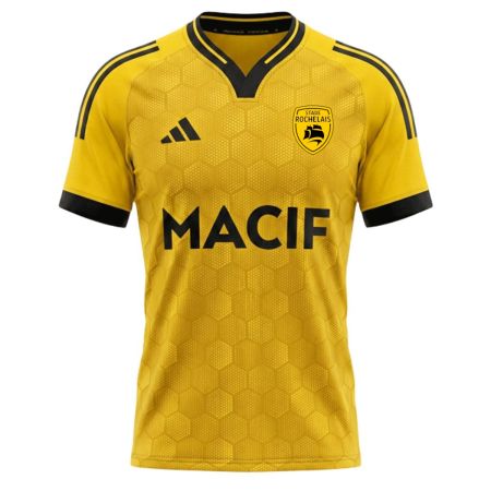 Adidas Stade Rochelais yellow black away rugby shirt 2026-2027 polyester