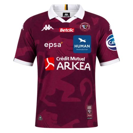 UBB home rugby jersey 2026/2027 burgundy white lion Kappa