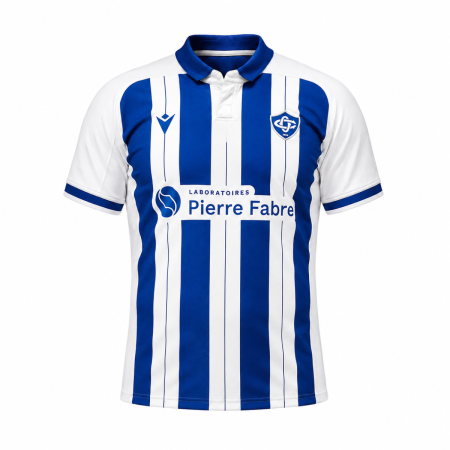 Castres away children's rugby jersey 2026 blue white Macron front