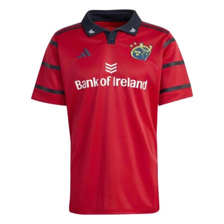 Munster Rugby home 2025 red jersey Adidas golden crest front