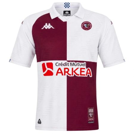 UBB away rugby jersey 2027 burgundy white checkerboard Kappa front view