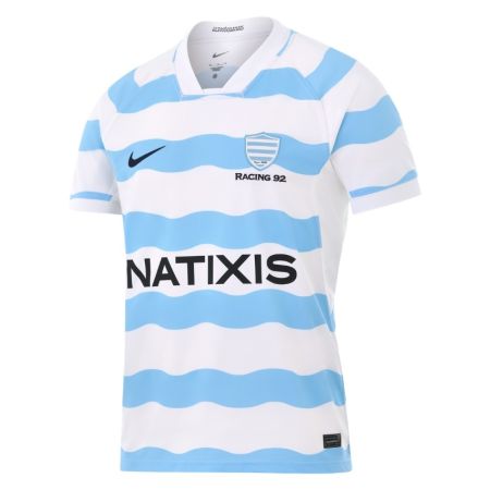 Racing 92 home rugby jersey 2026 Nike light blue white stripes