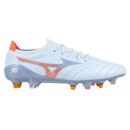 Mizuno Morelia Neo V Beta rugby boot side profile blue lavender