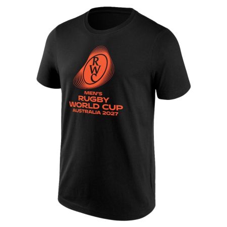 Black children's T-shirt Rugby World Cup 2027 Australia logo front