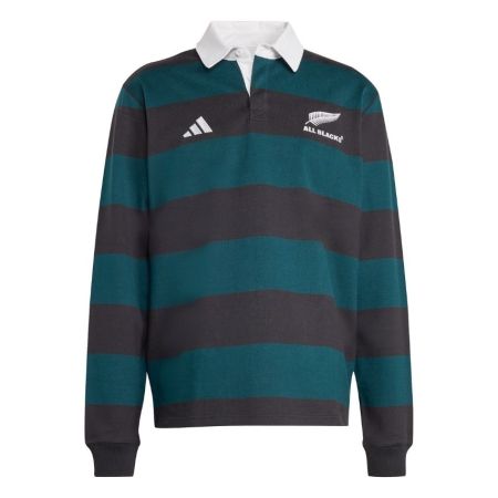 All Blacks Long Sleeve Rugby Polo Striped Green and Black - Adidas
