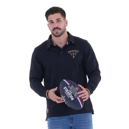 Navy blue French Rugby Club long-sleeved polo - Ruckfield