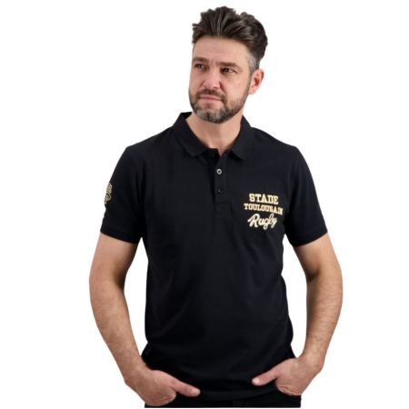 Men's Times Rugby Polo Shirt Black - Stade Toulousain

