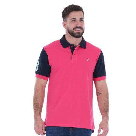 Short Sleeve Rugby Polo Bi-Color fuchsia / navy blue - Ruckfield