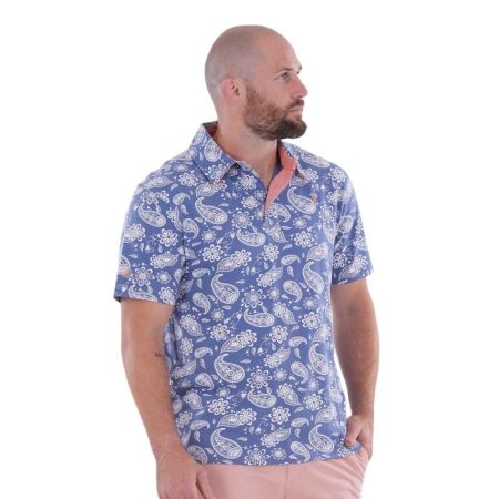 Kashmir Short Sleeve Rugby Polo Light Blue Print - Ruckfield