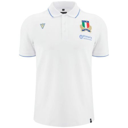 Italy Rugby Travel Polo 2025/2026 White - Macron

