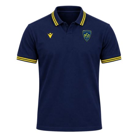 Navy blue rugby polo ASM Clermont 2026/2027 Macron club embroideries