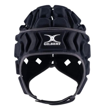 Gilbert Octane children's rugby helmet black grey front view